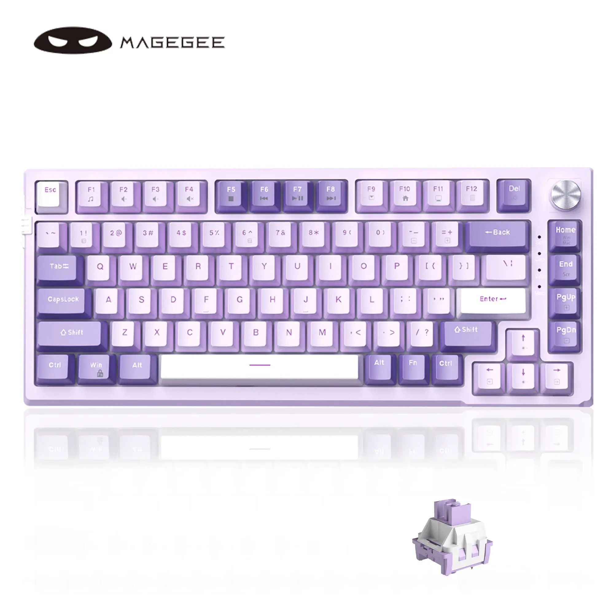 MageGee SKY81 75% Mechanical Gaming Keyboard, Gasket Hot Swappable Wired Custom Creamy Keyboard with 5-Layer Sound Dampening, Knob Control, RGB Backli