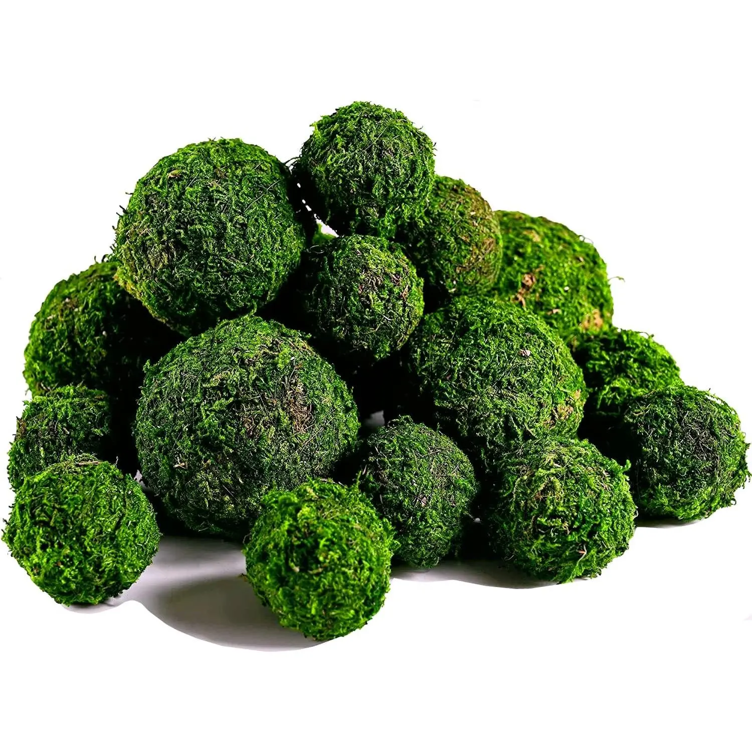 Moss Balls, 18 count Decorative Balls for Centerpiece Bowls - 6 count 3.2"  Dried Balls+ 12 count 2" Green Moss Balls Vase Bowl Filler (Set of 18)