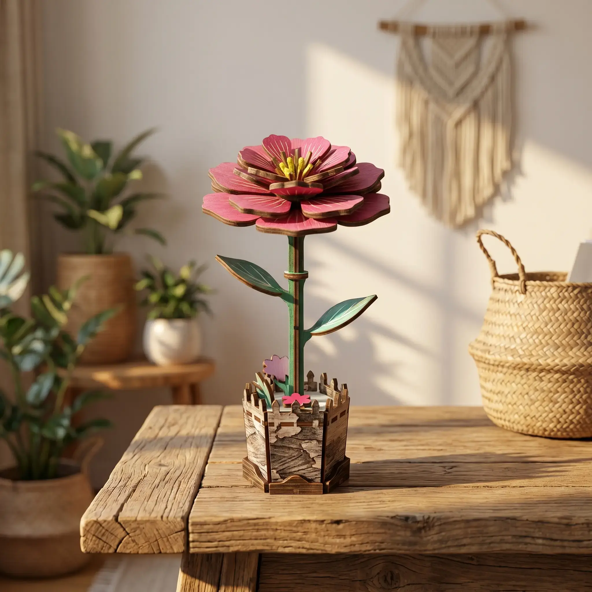 DIY Wooden Flower 3D Building Puzzle Set, Handmade Peony Flower Craft Kit, Relaxing Art DIY for Adults, Stylish Home Ornament Ideal Holiday & Gathering Gift