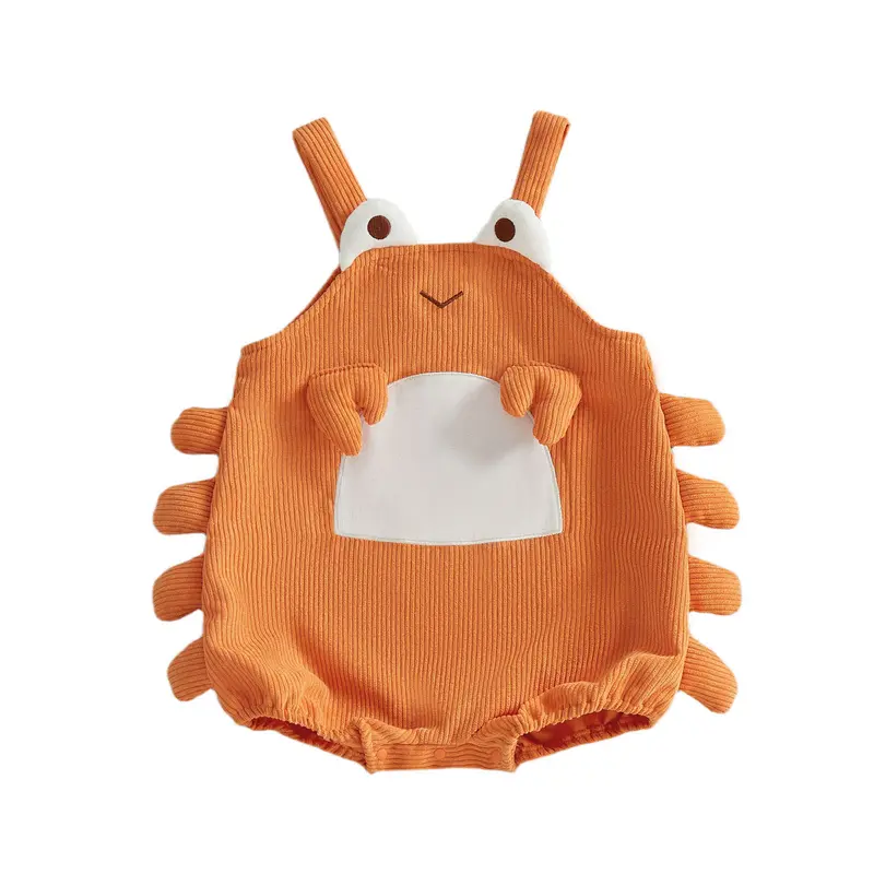 Baby Lobster Costume Corduroy Sleeveless Crab Overall Romper Halloween Cosplay Jumpsuit for Party Stage