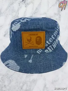 Bape X Mastermind World Indigo Denim Bucket Hat Size Large