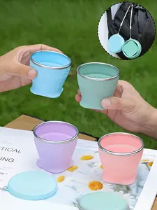 1 Portable Foldable Water Bridge Outdoor Camping Travel Cup - Available in Multiple Colors, Foldable Water Bottle with Lanyard, Bag Decoration, Covered Drinking Cup, Foldable Travel Cup, Covered Foldable Cup