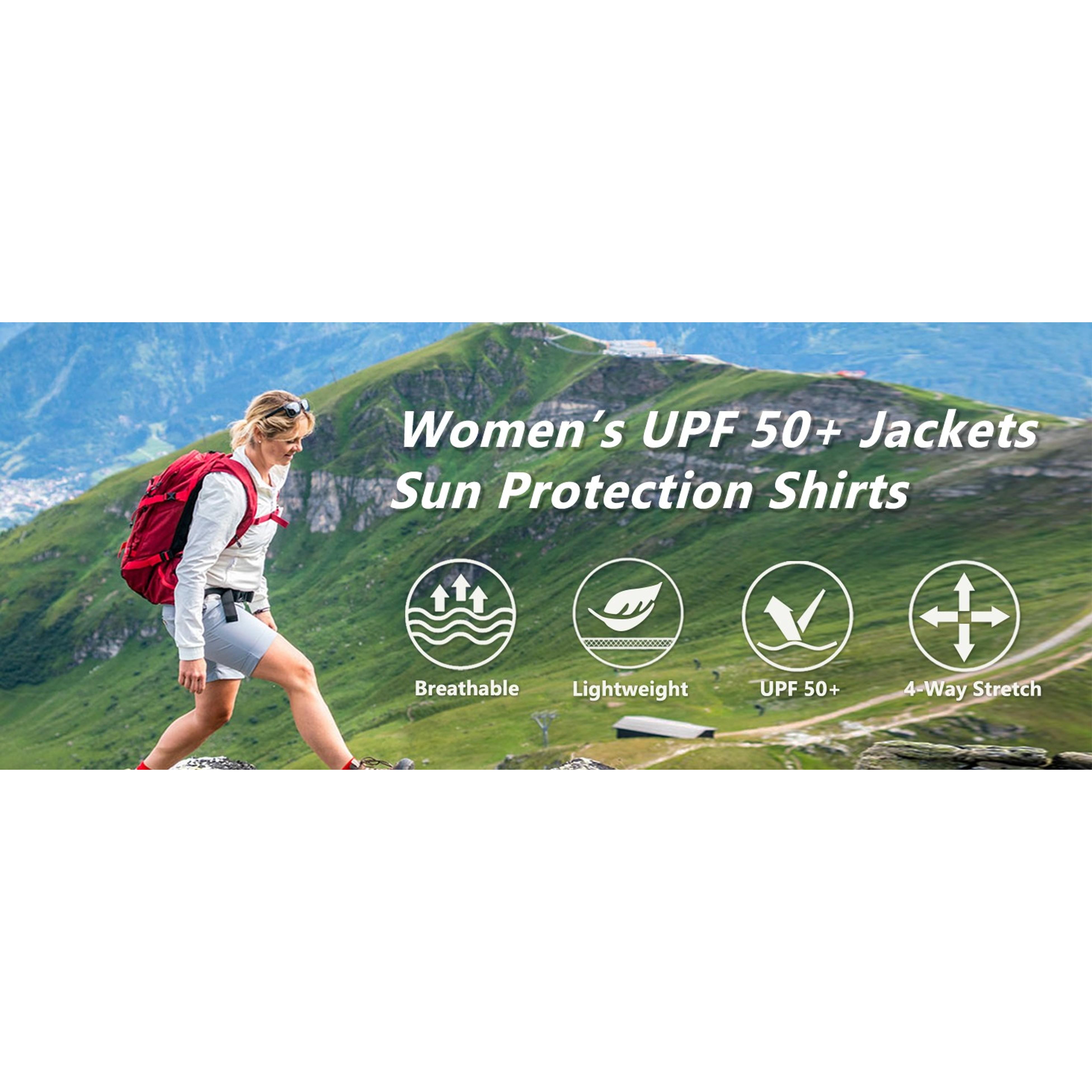 MAGCOMSEN Women's UPF 50+ Lightweight Athletic Jacket Sun Protection Full Zip Long Sleeve Shirts Hiking Outdoor Pockets Gift