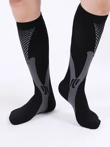 1 Pair Compression Socks Unisex, 20-30mm Hg Sports Socks, Athletic Running Socks,Circulation Knee High for Running Gym Soccer Basketball, Moderate Fabric, Tight-Fit Casual Style