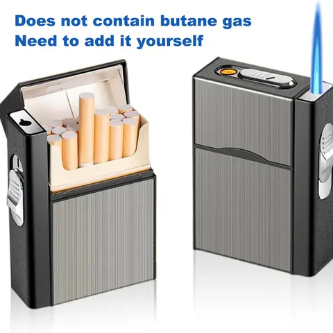 Outdoor Portable Windproof Lighter Case, USB Charging Lighter Box for Livingroom Bedroom Office Outdoor(Without Butane Gas)