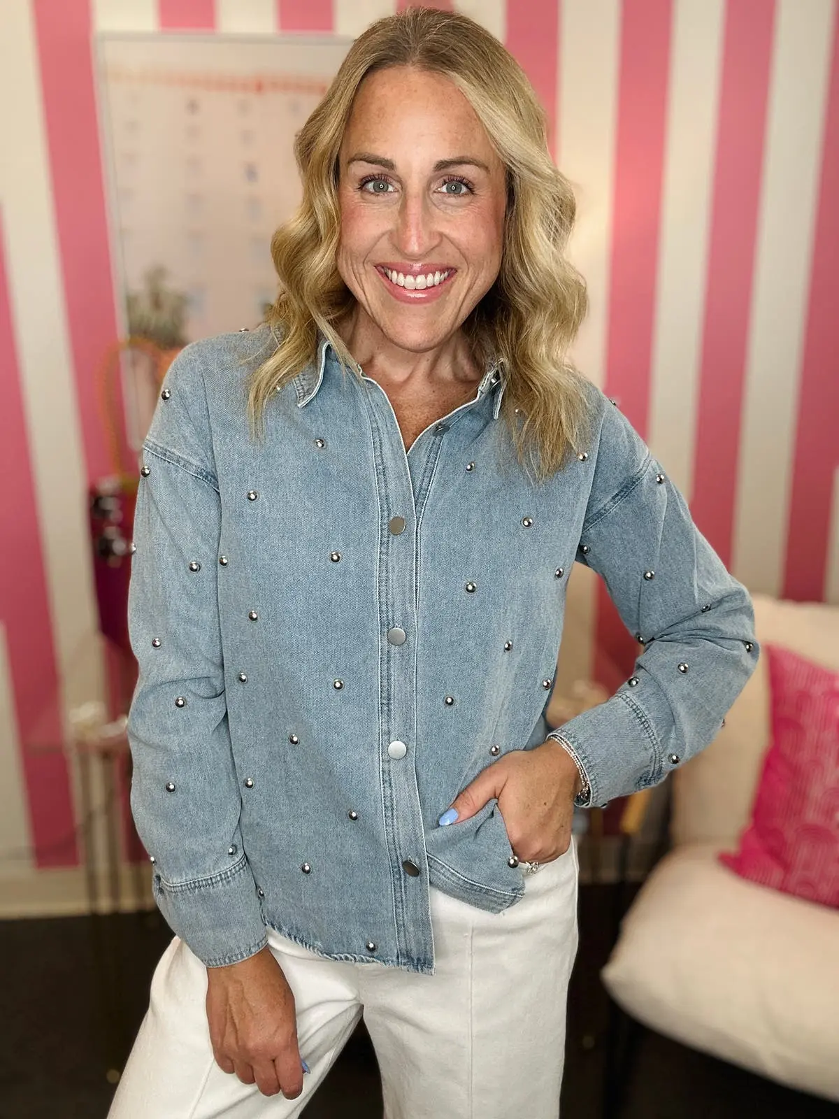 The Pearl Chambray Top