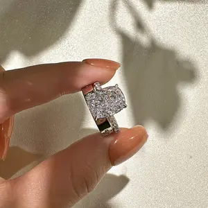 Louily Jewelry 5.5ct Cushion Cut Wedding Ring Set, 925 Sterling Sliver Engagement Ring Set for Women