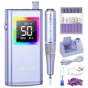 SAVILAND Pro 50000 RPM Nail Drill: Portable Electric Nail File with Rechargeable Battery, 10-Second Fast Removal, and Pro Drill Bits for Acrylic Nail Manicure Tools