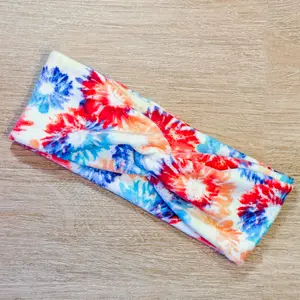 Multi Tie Dye Fleece Knotems Pre-Tied Headwrap Headbands for Women & Girls