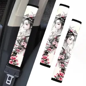 Car Seatbelt Shoulder Protector, Traditional Floral Pattern, Universal Car Safety Belt Cover, Decorative Protection Sleeve