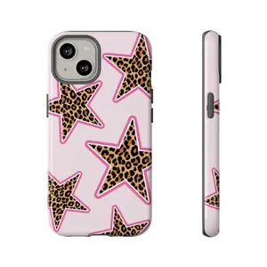 Leopard Print And Pink Star Aura Tough Phonee Case Iphone