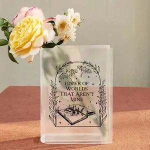 Fantasy Book Vase | Lover of Worlds That Aren't Mine Acrylic Bookish Gift Dragon Book Decor Aesthetic Reader Vase Flower Book Vase Contemporary Geometric Style