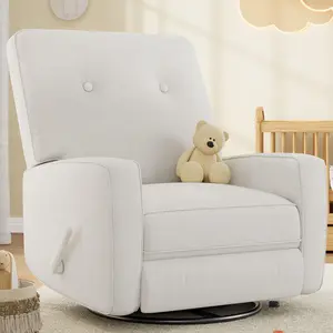 Garvee Recliner Chairs, Swivel Rocker Recline, Glider Recliner Nursery Chair, Recliner Chair for Adults, 360°Swivel Glider Rocking Chair for Living Room, Bedroom, Office, RV, Small Spaces, Linen, Beige