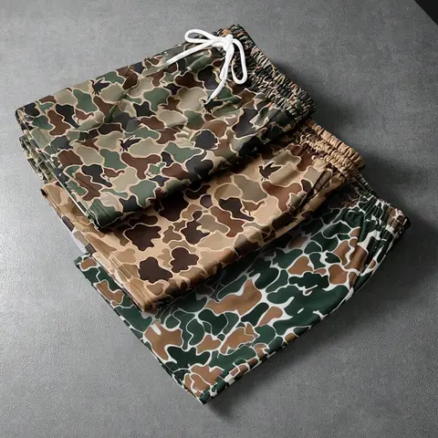 Men's Summer Camouflage Drawstring Low Rise Shorts, Casual Low Waist Fitted Shorts, Camouflage Athletic Shorts, Ideal for Outdoor Beach Activities, Comfortable Sporty Style, Drawstring Sports Shorts
