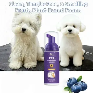 Dog Cat Dry Wash Mousse, Long Hair Anti-Knot Essence, Quick-Dry No-Rinse, Softening Spray, Reduces Frizz, Portable 1 Bottle