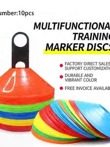 10 Piece Set Basketball Training Equipment, Round Marking Discs & Cones, Soccer Practice Gear, Sports Marker Plates for Obstacle Courses, Durability