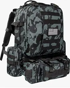 Tactical Military Army Rucksack 60L Assault Detachable Molle Backpack BLKBLUPATC