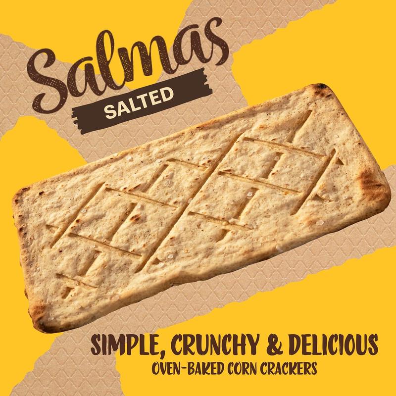 Sanissimo Salmas Salted, 20 packs of 3 Crackers, Oven Baked Corn Crackers, Gluten Free, Non GMO, Kosher Certified