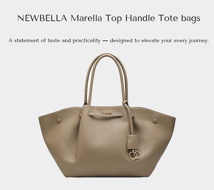 NEWBELLA Marella Collapsible Top Handle Tote - Women's Elegant PU Leather Purse, Detachable Charm, Magnetic Closure, 23.6"x12.6"x5.5"x11", Mothers Day Gift, Mom Gift, Work Bags for Women, Summer Everyday Tote Bags