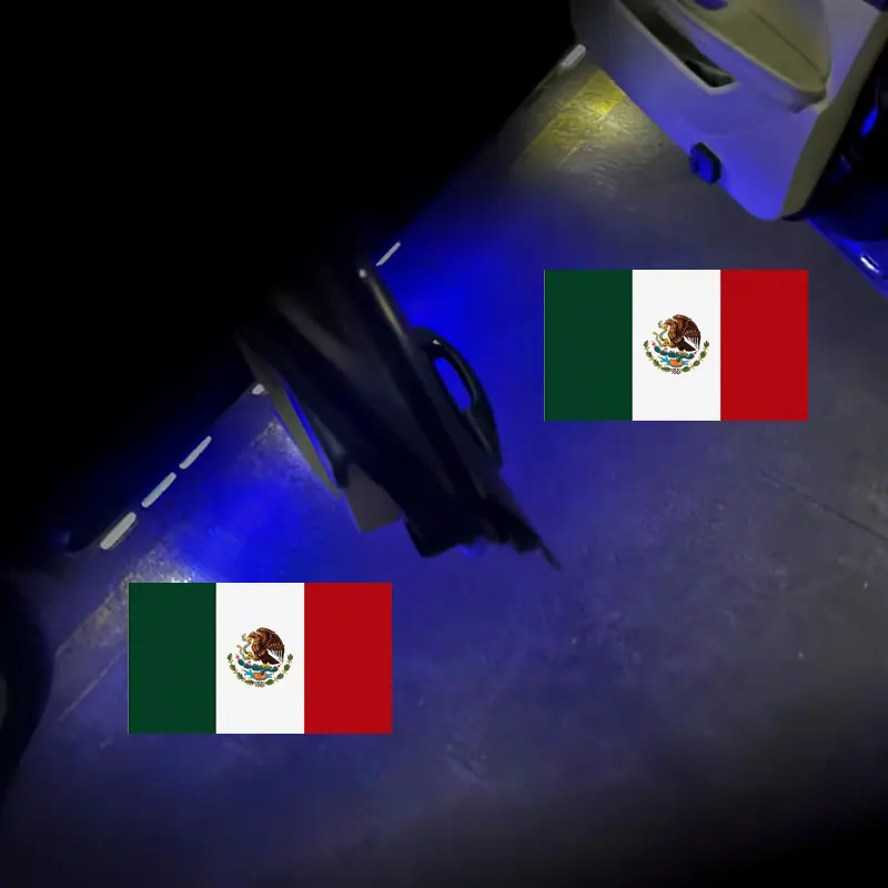 2-pack door lights — Mexico flag projection projector — universal wireless LED door projection light for car doors, suitable for all car brands; Mexico flag welcome plaque projection light 2-pack door lights — Mexico flag projection projector — universal wireless LED door projection light for car doors, suitable for all car brands; Mexico flag welcome plaque projection light