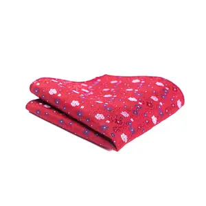 Red Flower Pocket Square