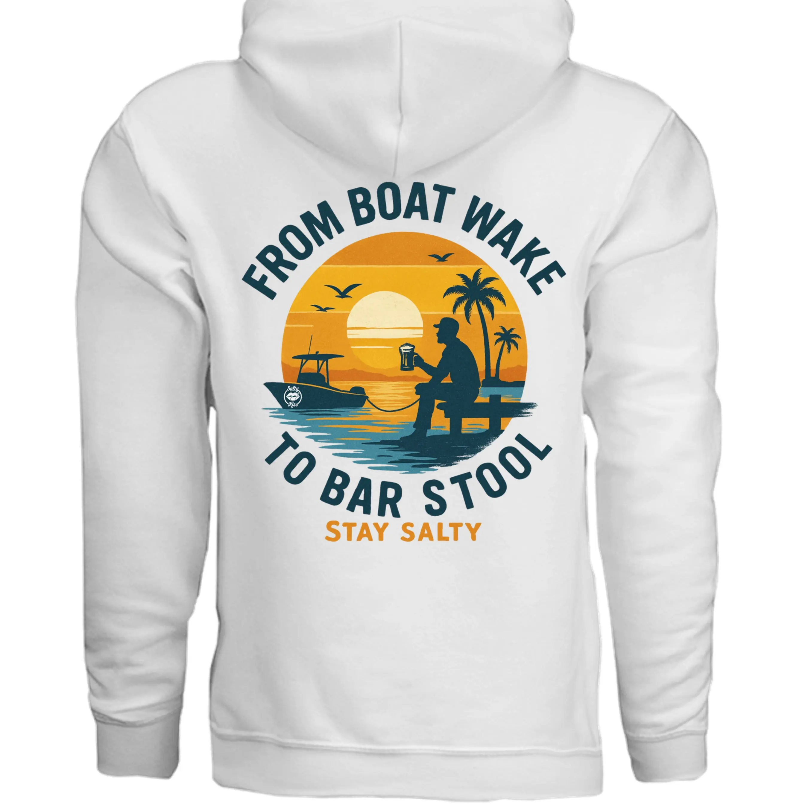 Men's Boating Hoodie - From Boat Wake to Bar Stool