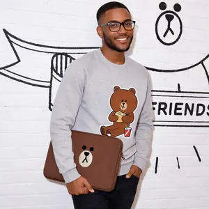 Cute Brown Bear Laptop Sleeve  Minimal Cartoon Case for MacBook & Notebook, Shockproof Protective Cover Kawaii Animal Tech Accessory