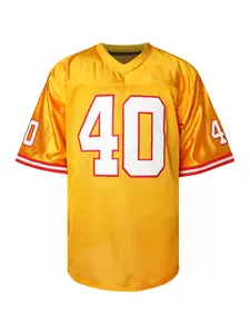 Men's Orange Football Jersey #40 Solid Color Short Sleeve Uniform American Football Shirt High-Quality Mesh Fabric V-Neck Design Sportswear Top