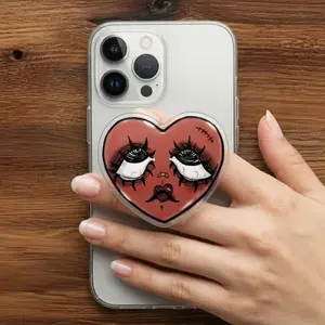 Grieving Heart MagSafe Grip — Kawaii Horror Magnetic Phone Stand, Spooky Bat Gothic Gift for iPhone, Dark Aesthetic Accessory