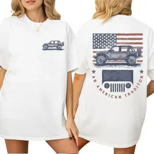 Cotton Vintage American Tradition Two Sided Unisex Shirt, USA Flag Tshirt,Casual Sport Style, Multi Color, Size t shirt