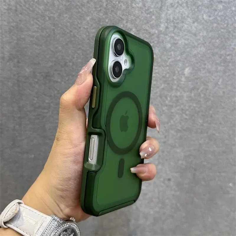 MagSafe Matte Armor Translucent Double-Color Magnetic Hard Case, Phone Accessories for iPhone 13 14 15 16 17 Pro Max 17 Air Plus