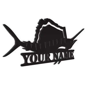 Aluminum Personalized Marlin Sign | Name Sign | Gift Decor Wall