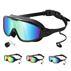 JUSIEX Swim Goggles, Wide View Anti Fog & UV, No Leaking Swim Glasses for Men Women Kids Swimming Comfortable Fit Summer Party Swimming Accessories