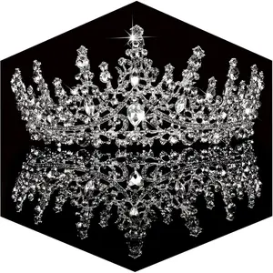 Silver Wedding Crystal Tiaras and Crowns for Women, Bride Royal Queen Headband Princess Quinceanera Headpieces for Birthday Prom Pageant Party
