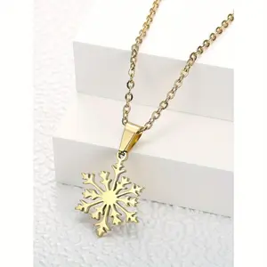 Stainless Steel Christmas Snowflake Pendant Necklace for Women Wear-resistant Non-fading Simple Stylish Design Perfect Christmas Jewelry Gift