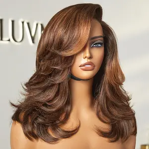[LIVE]Effortlessly Chic Pre-Layered Cut Brown Highlight Glueless Minimalist HD Lace Shoulder Length Wig