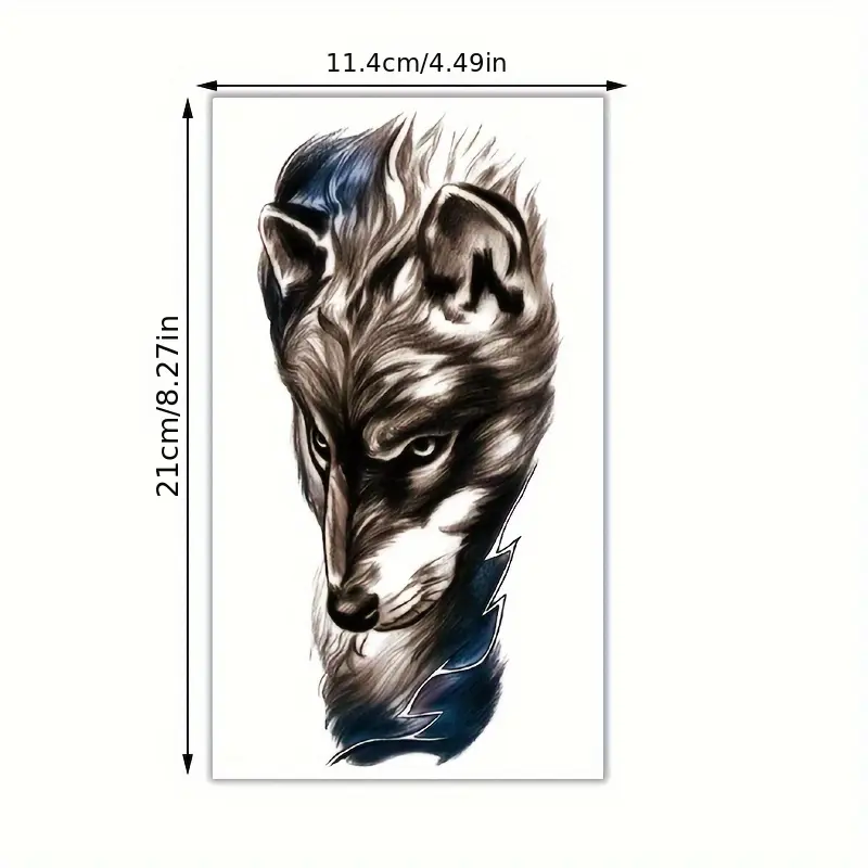 Waterproof Tattoo Stickers, Realistic Wolf Temporary and Fake Tattoo, Suitable for Men, Women and