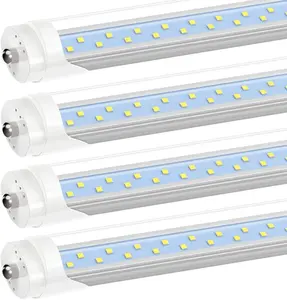 GE ETL T8/T10/T12 8FT LED Tube Light Bulbs, 50W 6000LM, 5000K Daylight White, 8 Foot Single Pin FA8 LED Fluorescent Replacement for Shops Garage Light Fixtures, ETL Listed, Remove Ballast (4-Pack)