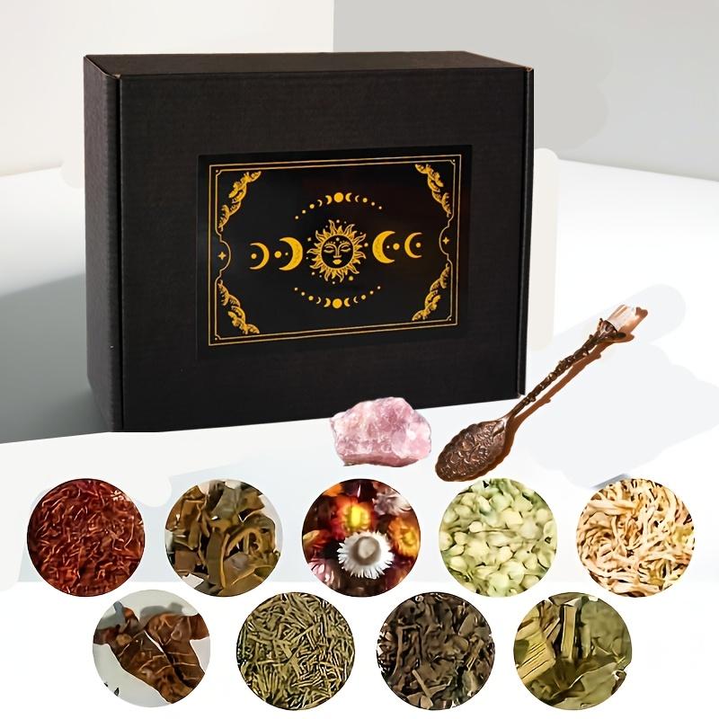 Witchcraft Supplies Kit 40 Pack - Spell Herbs - Beginner Witch Kit Box with Antique Spoon, Random Crystals, Witch Starter Kit, Witch Gift Decor Vintage