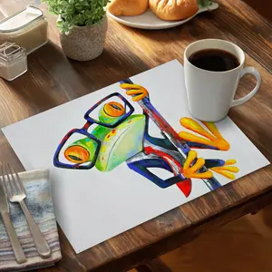 360 stand Funny Frog with Frog Glasses Blue Placemat - 14x18 in., CPPM1418FZD548, Playful Look Modern Home Decor, Kitchen Tableware, Placemats & Coasters, Dinnerware, Household Placemat