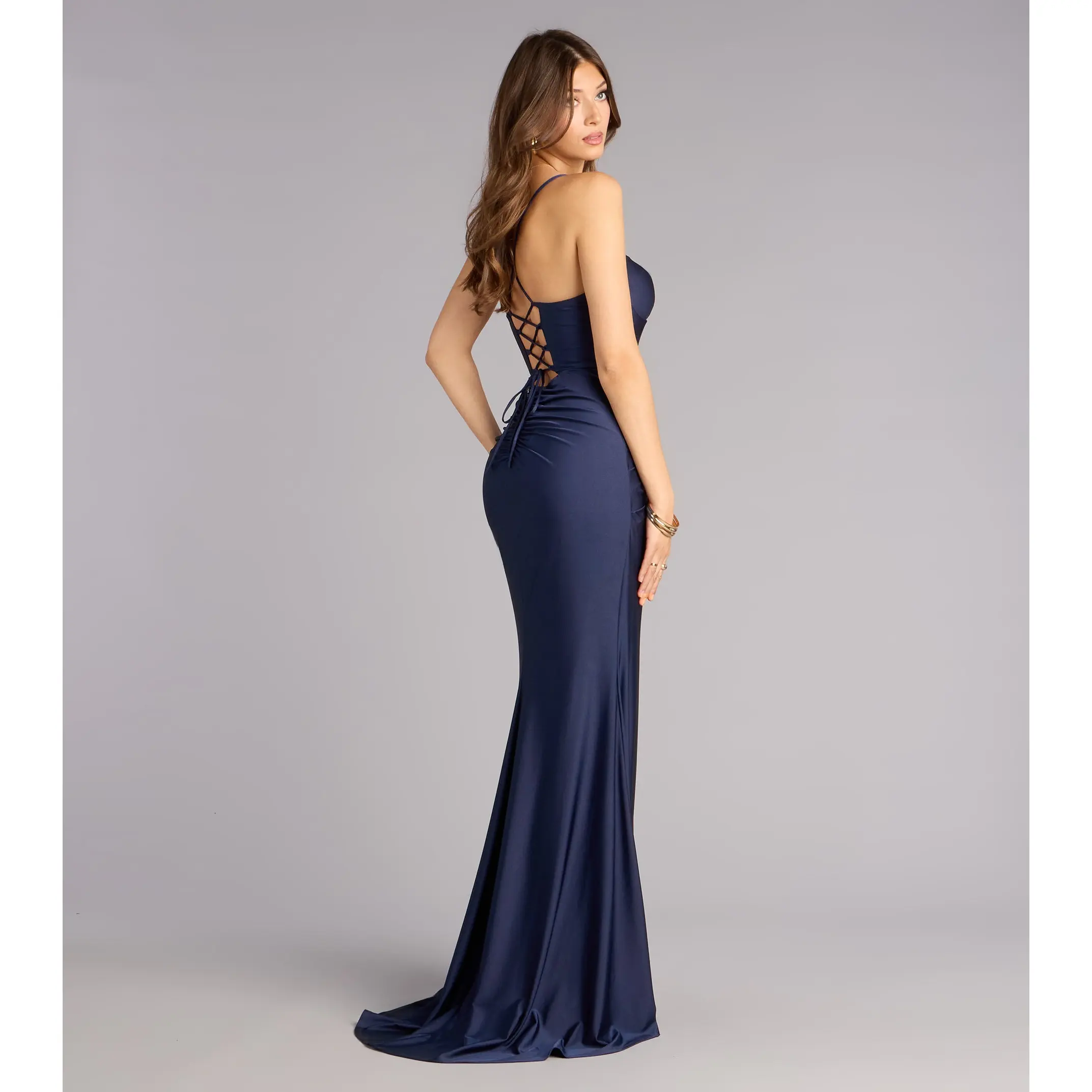 Aliana Lace-Up High Slit Mermaid Dress - TikTok Shop Aliana Lace-Up High Slit Mermaid Dress - TikTok Shop