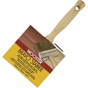 212 MAIN Wooster Brush Company F51119 4.75 in. Bravo Stain Brush - Bristle & Polyester Tool with Threaded Handle for Automotive & Motorcycle Paint Care, Painting Wood & Square Trim Surfaces