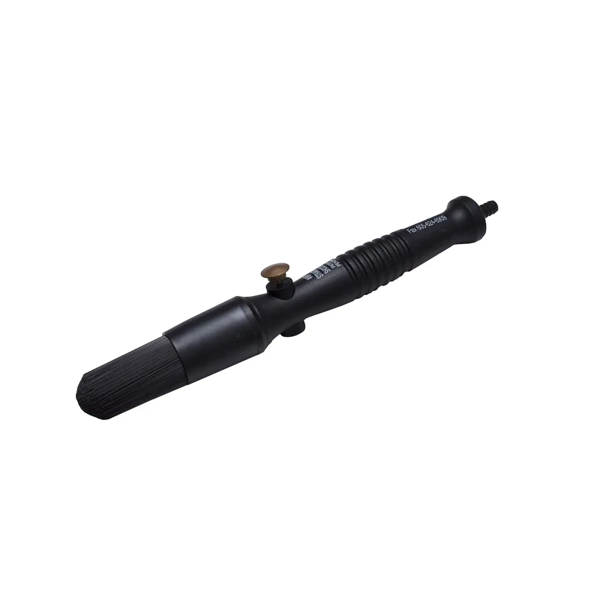 Lisle No.8 Sturdy Plastic Flow-Thru Cleaning Brush - Straight Shooter, Black Polyester, Industrial Parts Washer Tool, Injection-Molded Handle, Push Button, 0.31 lbs, Bullet-Tip for Solvent-Based Solutions