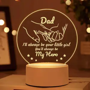 1pc Night Light for Dad - Perfect Birthday Retirement Valentine's Day Christmas Gift for Dad with Heartfelt Message and Soft Glow Lighted Floor Standing