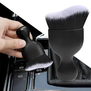 Soft Bristles Car Interior Dusting Tool, Detailing Brush for Automotive Dashboard, Air Conditioner Vents, Leather, Computer - Black & White
