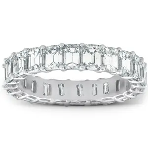 Platinum 4.60 Ct Emerald Diamond Eternity Ring Womens Anniversary Band Lab Grown Platinum 4.60 Ct Emerald Diamond Eternity Ring Womens Anniversary Band Lab Grown