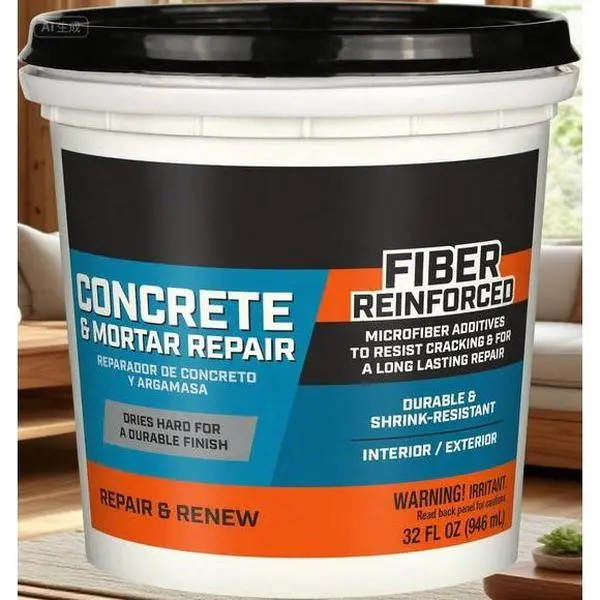 32 Oz Gray Concrete Repair Compound - Fast-Drying Pre-Mixed Patch with Durable Polymers, Heavy-Duty Crack Filler for DIY Projects, Indoor/Outdoor Floors, Bonds Permanently to Brick, Mortar, Masonry (Non-Shrinking Paintable Surface Ready-to-Use Solution),