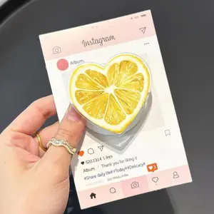 Heart Lemon Slice MagSafe Phone Grip, Kawaii Citrus Phone Stand