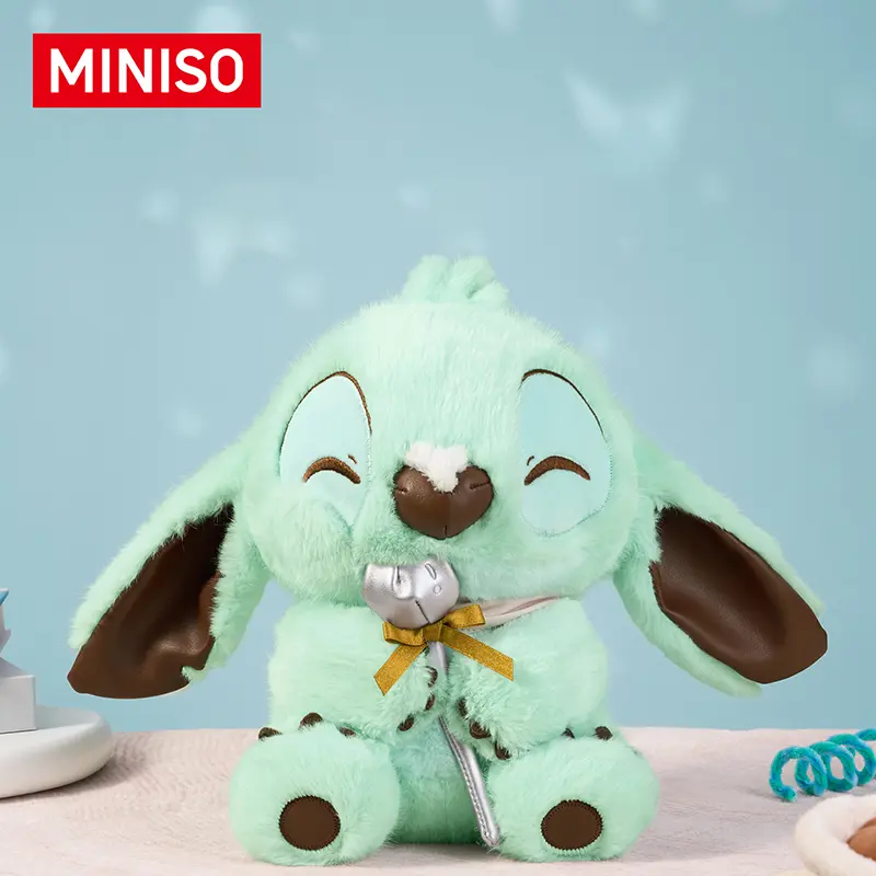 MINISO Stitch Mint Chocolate Sitting Plush Doll - Cute Stuffed Animal, Kawaii Collectible, Plush Fabric, Fresh Cool Tone, Summer Room Decor, Ideal Gift for Stitch Lovers Back-to-School Gifts