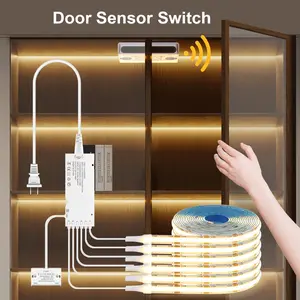 Smart Door Sensor COB LED Strip Light 12V, Instant Motion Sensing, Self-Adhesive LED Tape Light for Rooms Cabinets Displays Bars, Motion Sensor Under Cabinet Lights